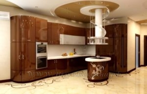 фото: коричневая кухня в современном стиле из мдф