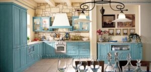 Фото: голубая кухня в стиле прованс и лофт на заказ