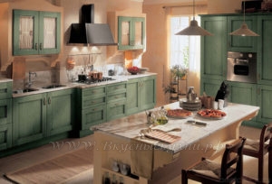 Фото: зеленая кухня стиле кантри