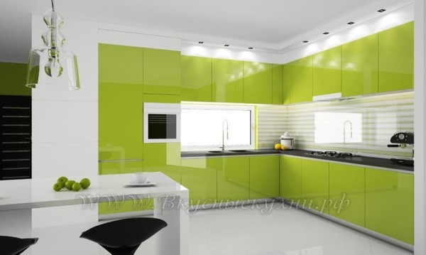 фото: зеленая кухня в стиле модерн